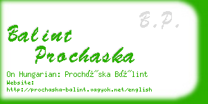 balint prochaska business card